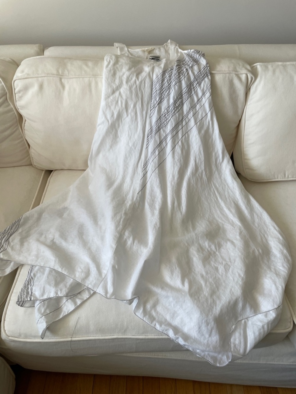 Eileen Fisher White Linen Handkerchief Hem Dress